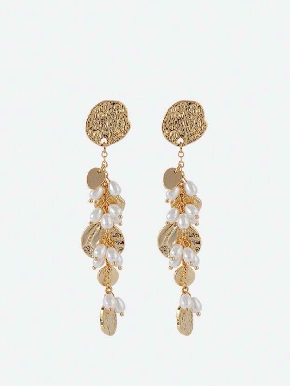 Gold Drop Pearl Cluster Earrings - Women Jewelry - Picture 4 of 7